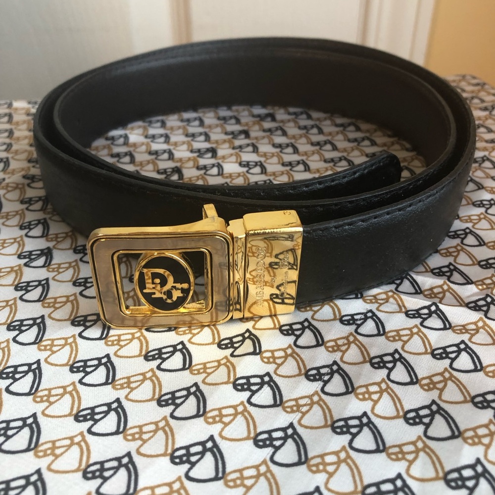 Vintage Dior Belt with Gold Logo Buckle 1978